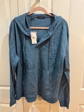 NWT Baby Alpaca Saks Fifth Avenue Blue Hooded Pullover Sweatshirt